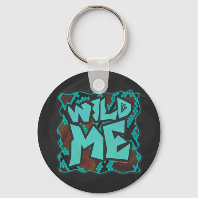 Porte-clés Serpent Wild Me Impression Brown et Turquoise (Recto)