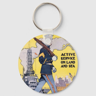 Porte-clés Service actif en terre et en mer