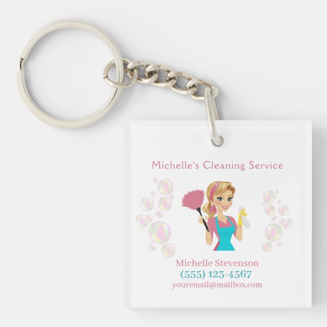 Porte-clés Service De Nettoyage Des Parties scintillant Roses (Devant)