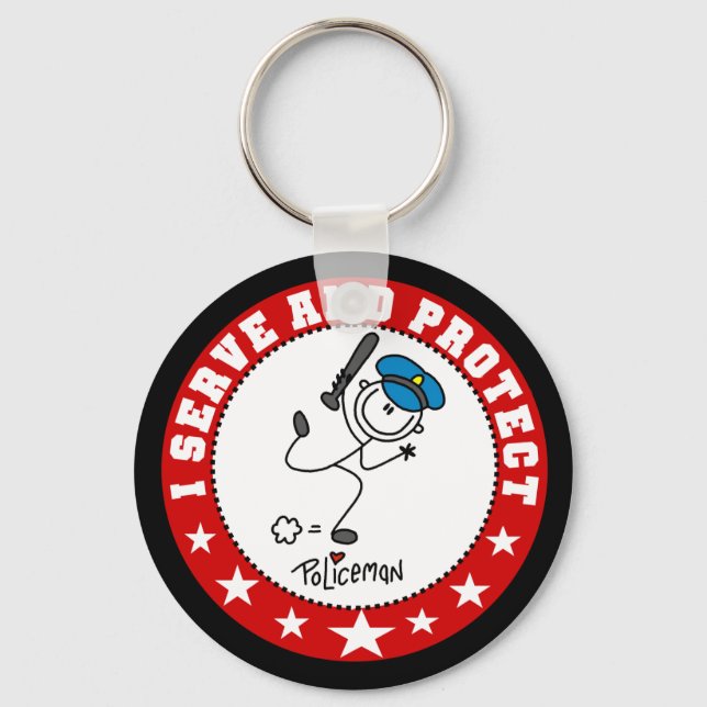 Porte-clés Servir et protéger le policier (Recto)