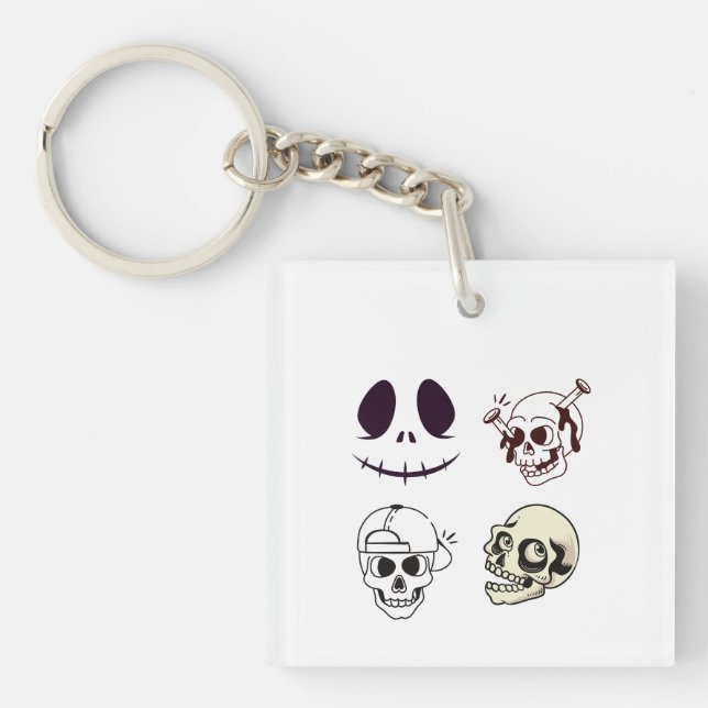 Porte-clés Set of Four Unique Skull Illustrations (Devant)
