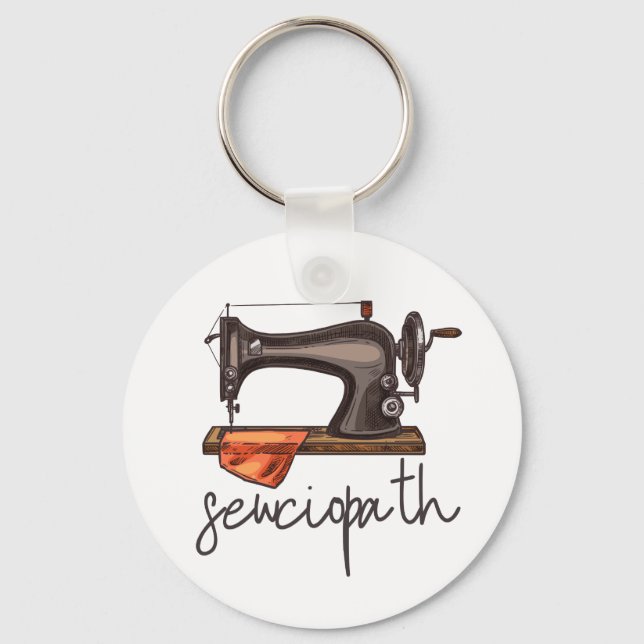 Porte-clés Sewciopath Machine à coudre Drôle Citation Minimal (Recto)