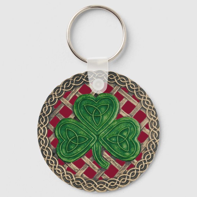 Porte-clés Shamrock Et Celtique Noeuds Porte - clé Rouge (Recto)