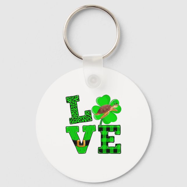 Porte-clés Shamrock Green Plaid Love Sea Turtle St Patrick'S (Recto)