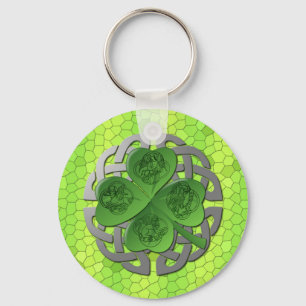 Porte-clés Shamrock - noeud celtique - 4 évangélistes