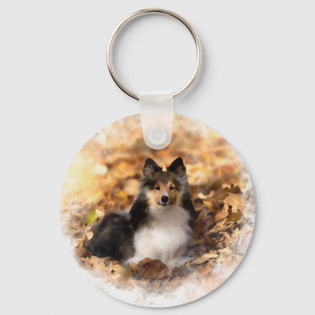 Porte-clés Sheltie Shetland Sheepdog Art Peinture (Recto)