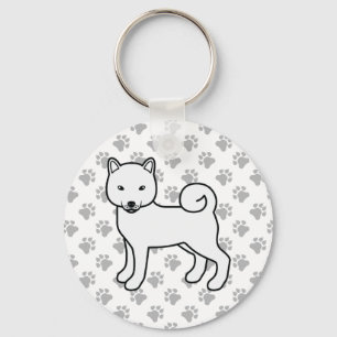 Porte-clés Shiba Inu blanc Chien de dessin animé mignon & pat