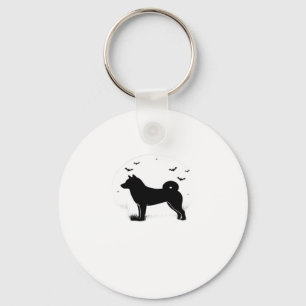 Porte-clés Shiba Inu Chien � Halloween Lune silhouette surdim