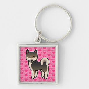 Porte-clés Shiba Inu coeurs d'amour sésame