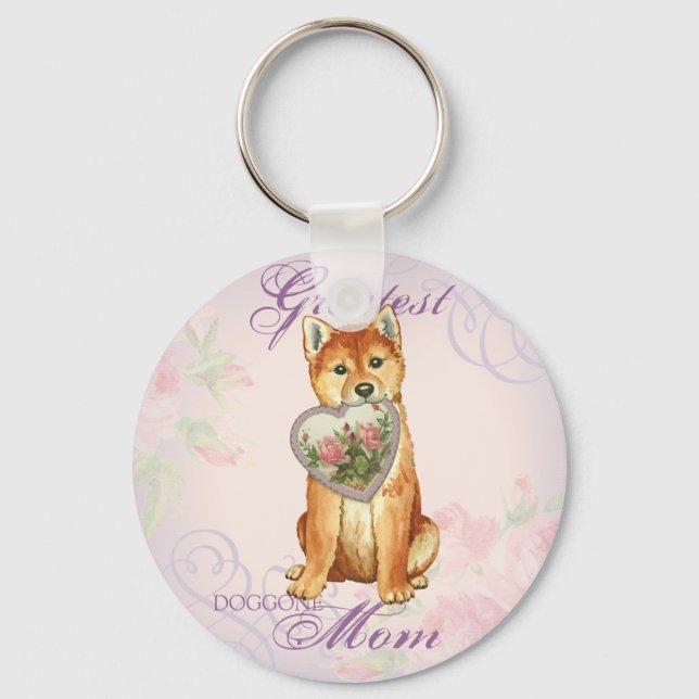 Porte-clés Shiba Inu Maman du coeur (Recto)