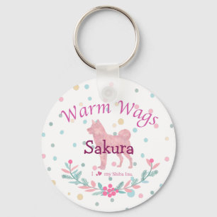 Porte-clés Shiba Inu Rose Pâle Noël Personnalisé