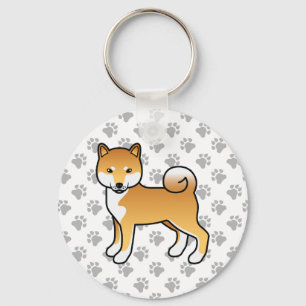 Porte-clés Shiba Inu rouge mignon chien de dessin animé & pat