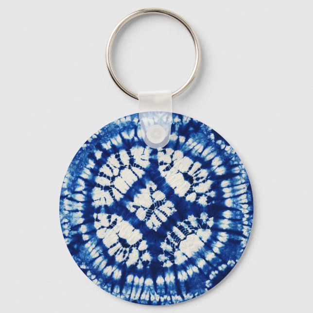 Porte-clés Shibori Tie Dye Mer du Sud Indigo Batik (Recto)