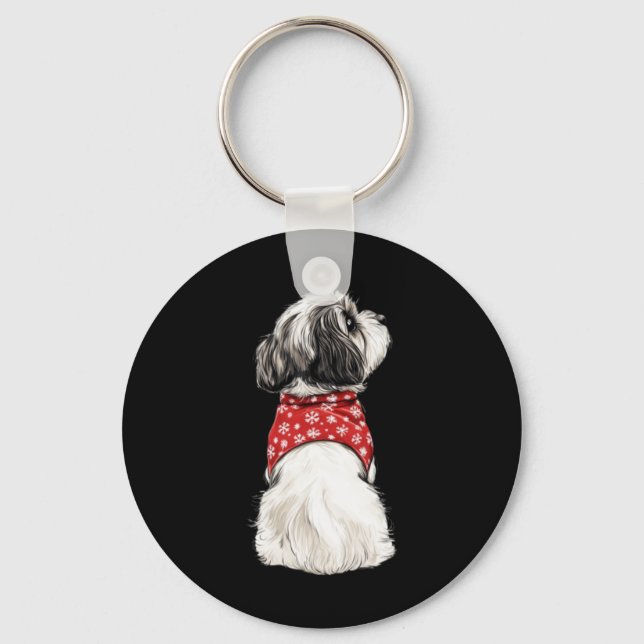 Porte-clés Shih Tzu Christmas Lights Dog Lover Xmas Pajama Pu (Recto)