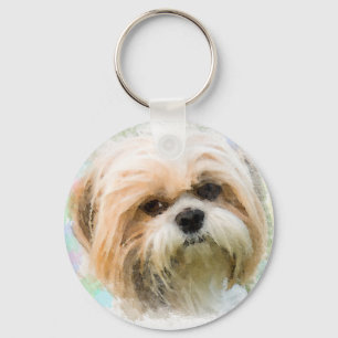Porte-clés Shih Tzu Dog Eau Couleur Art Peinture