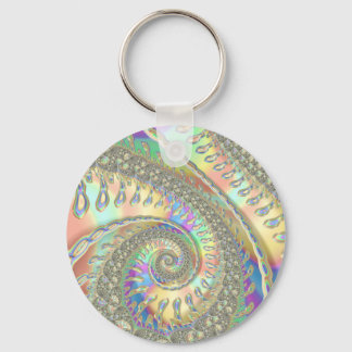 Porte-clés Shiny Colorful Spiral Fractal Digital Abstract Art