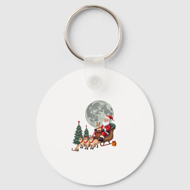 Porte-clés Siamese Reindeer Christmas Siamese Cat Lover Gifts (Recto)