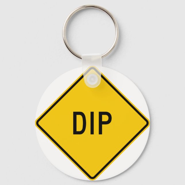 Porte-clés Signal d'avertissement de la route de Dip (Recto)