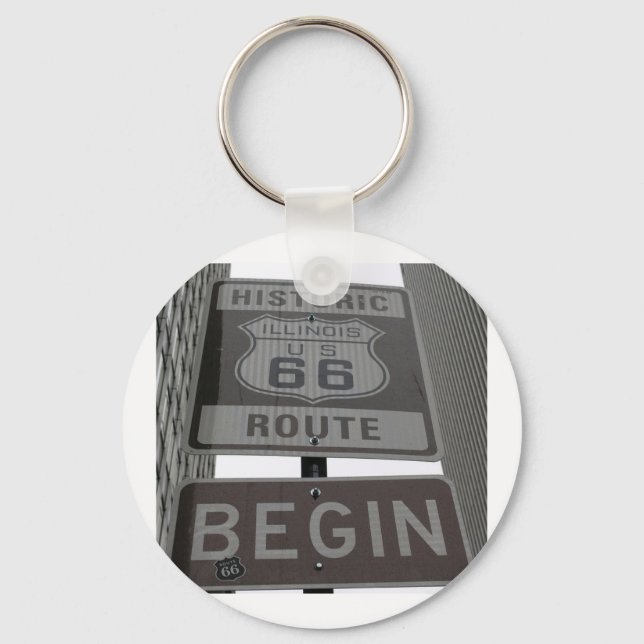 Porte-clés Signal officiel de début de la route 66 (Recto)