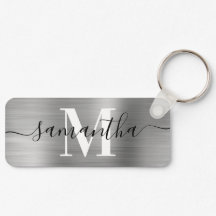 Signature Monogramme Silver Foil mince Rectangle
