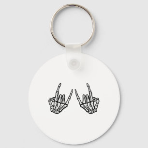 Porte-clés SIGNE À MAIN Rocker Rock Squelette Retro Halloween