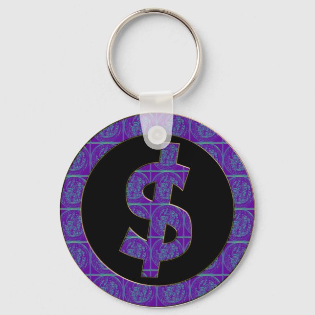 PORTE-CLÉS SIGNE DE DOLLAR RÉTRO PURPLE (Recto)