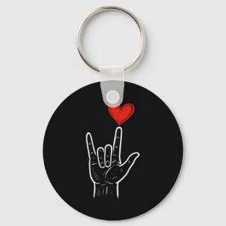 Porte-clés Signe de la main de l'amour Asl Saint-Valentin Hom