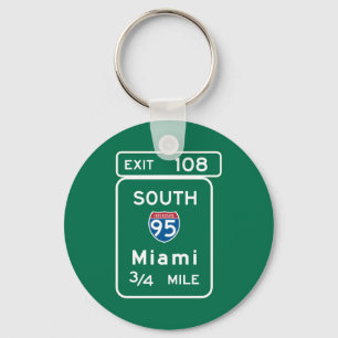 Porte-clés SIGNE DE LA ROUTE DE Miami, FL
