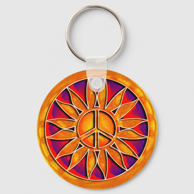 PORTE-CLÉS SIGNE DE PAIX RETRO SOLEIL (Recto)