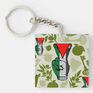 Porte-clés Signe de victoire de la main de résistance symbole