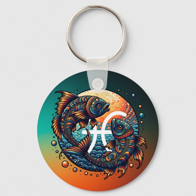 Porte-clés SIGNE Horoscope Astrologique Poissons Zodiac (Recto)