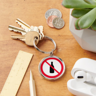 Porte-clés Signe interdit à l'alcool   Porte - clé Premium
