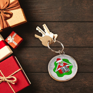 Porte-clés Silencieux Noël Squelette Ornements Santa Hat Gree
