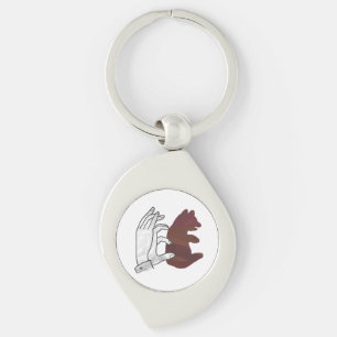 Porte-clés Silhouette à la main Cube d'ours Brown