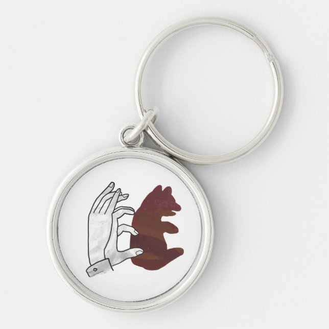 Porte-clés Silhouette à la main Cube d'ours Brown (Devant)