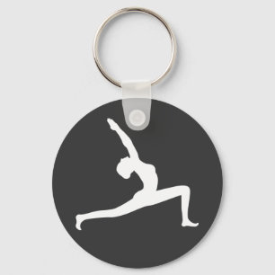 Porte-clés Silhouette Blanche Yoga Une Femme Possédant Des C