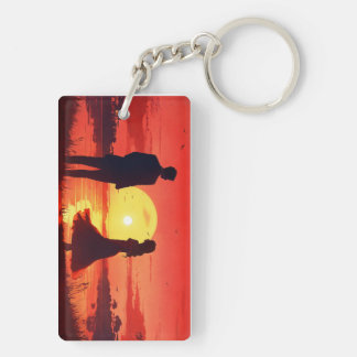 Porte-clés Silhouette Couple Coucher de Soleil Rom