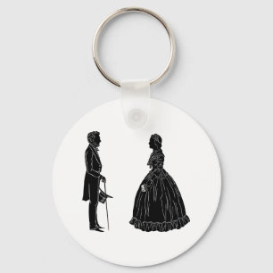 Porte-clés silhouette d'abraham lincoln et de mary todd linco