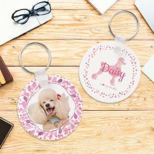 Porte-clés silhouette de caniche rose pastel perso