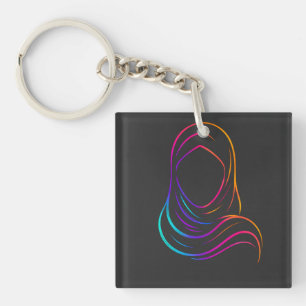 Porte-clés Silhouette de Hijab au Néon Minimaliste