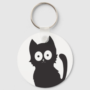 Porte-clés Silhouette de Kitten noir sur Arrière - plan blanc