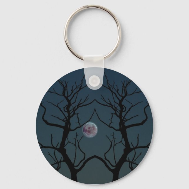 Porte-clés Silhouette de l'arbre clair de lune (Recto)