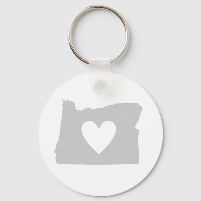 Porte-clés Silhouette de l'état du coeur de l'Oregon (Recto)