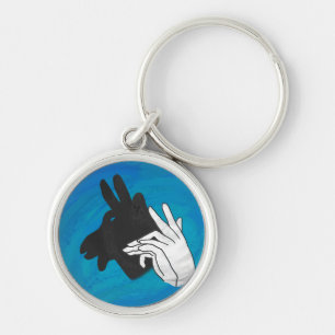 Porte-clés Silhouette main Billy Chèvre bleu