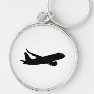 Porte-clés Silhouette noire de Jet Liner d'avion à personnali