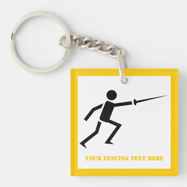 Porte-clés Silhouette noire Fencer avec clôture d'épée person (Devant)