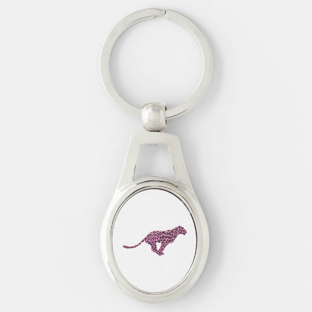 Porte-clés Silhouette rose et léopard noir (Devant)