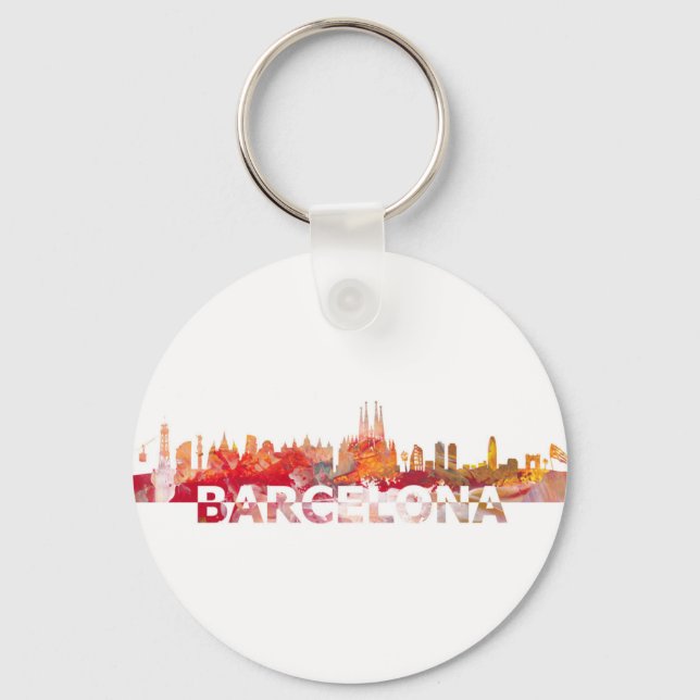 Porte-clés Silhouette Skyline de Barcelone Lettres géantes (Recto)