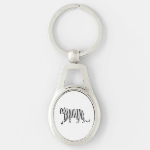 Porte-clés Silhouette Tiger noir et blanc