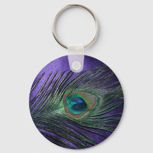 Porte-clés Silky Purple Peacock Feather